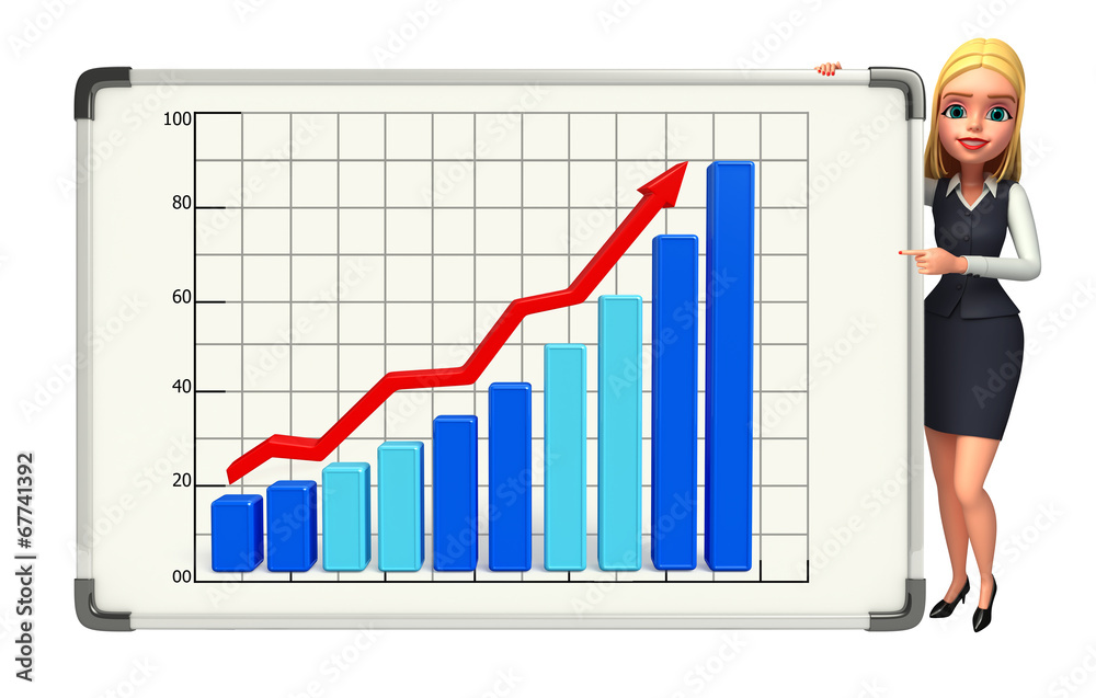 Young office girl with business graph Young office girl with business graph