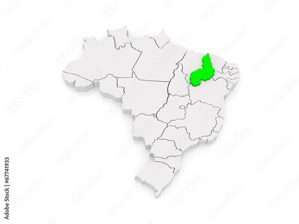 Map of Piaui. Brazil.