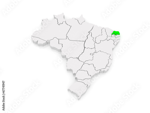Map of Rio Grande do Norte. Brazil.
