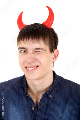 Teenager with Devil Horns photo