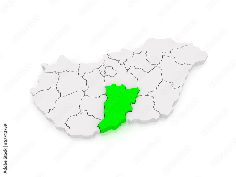 Map of Bacs-Kiskun. Hungary. Map of Bacs-Kiskun. Hungary.