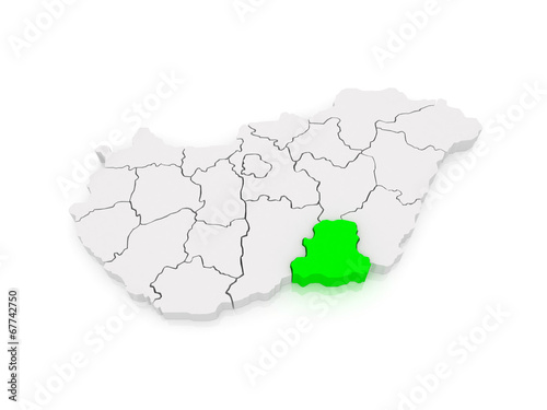 Map of Csongrad. Hungary.