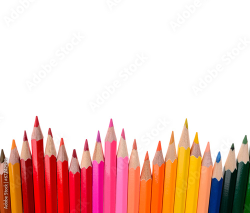 Colour pencils isolated on white background