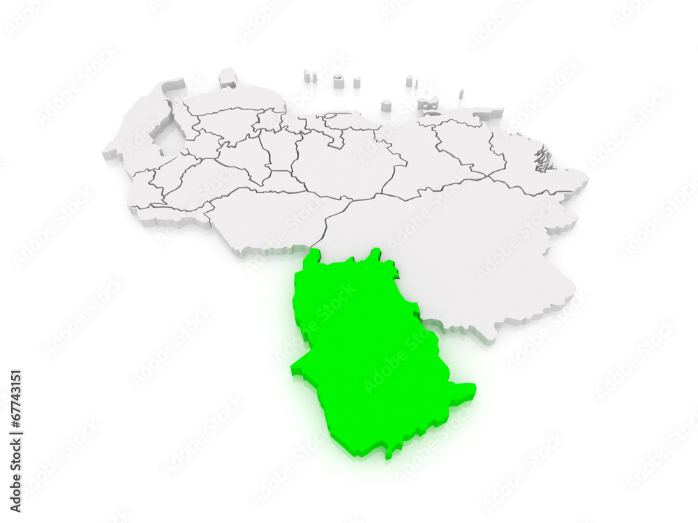 Map of Amazonas. Venezuela.