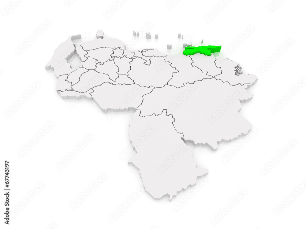 Map of Sucre. Venezuela.