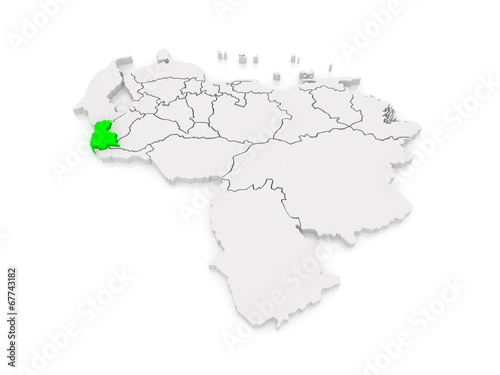 Map of Tachira. Venezuela.