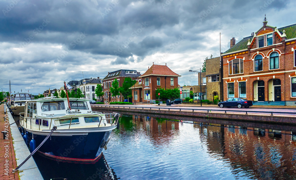 The channel in  the Assen Town . Holland.