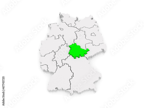 Map of Thuringia. Germany.