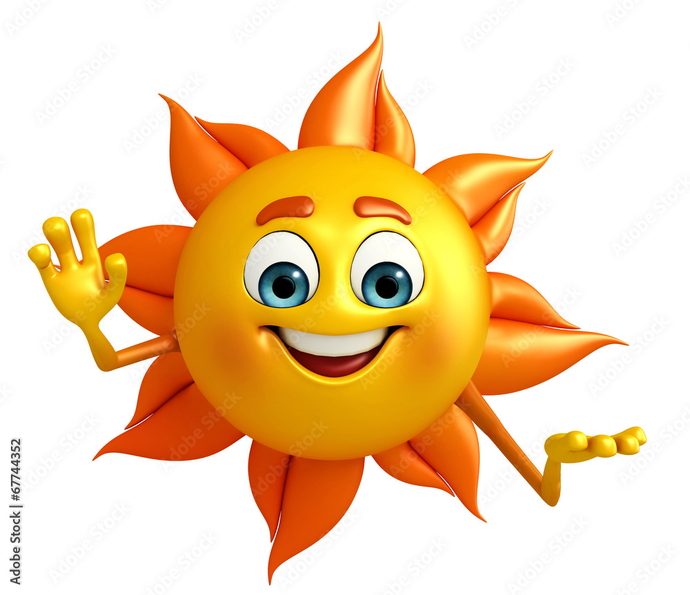 Sun Character With hello pose