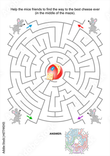 Maze game for kids with mice and cheese