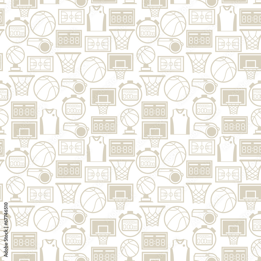 Obraz premium Sports seamless pattern with basketball icons in flat style.