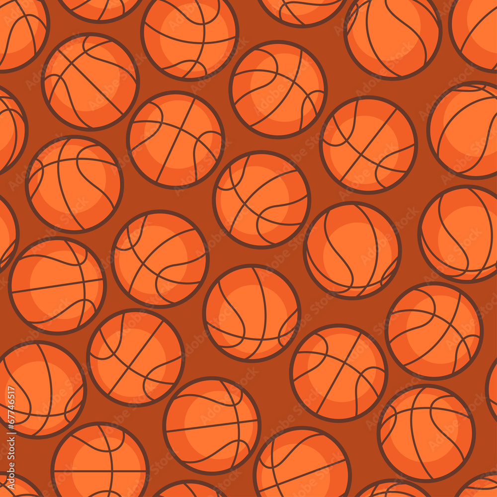 Fototapeta premium Sports seamless pattern with basketball icons in flat style.