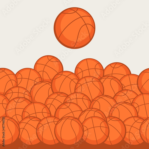 Sports seamless pattern with basketball icons in flat style.