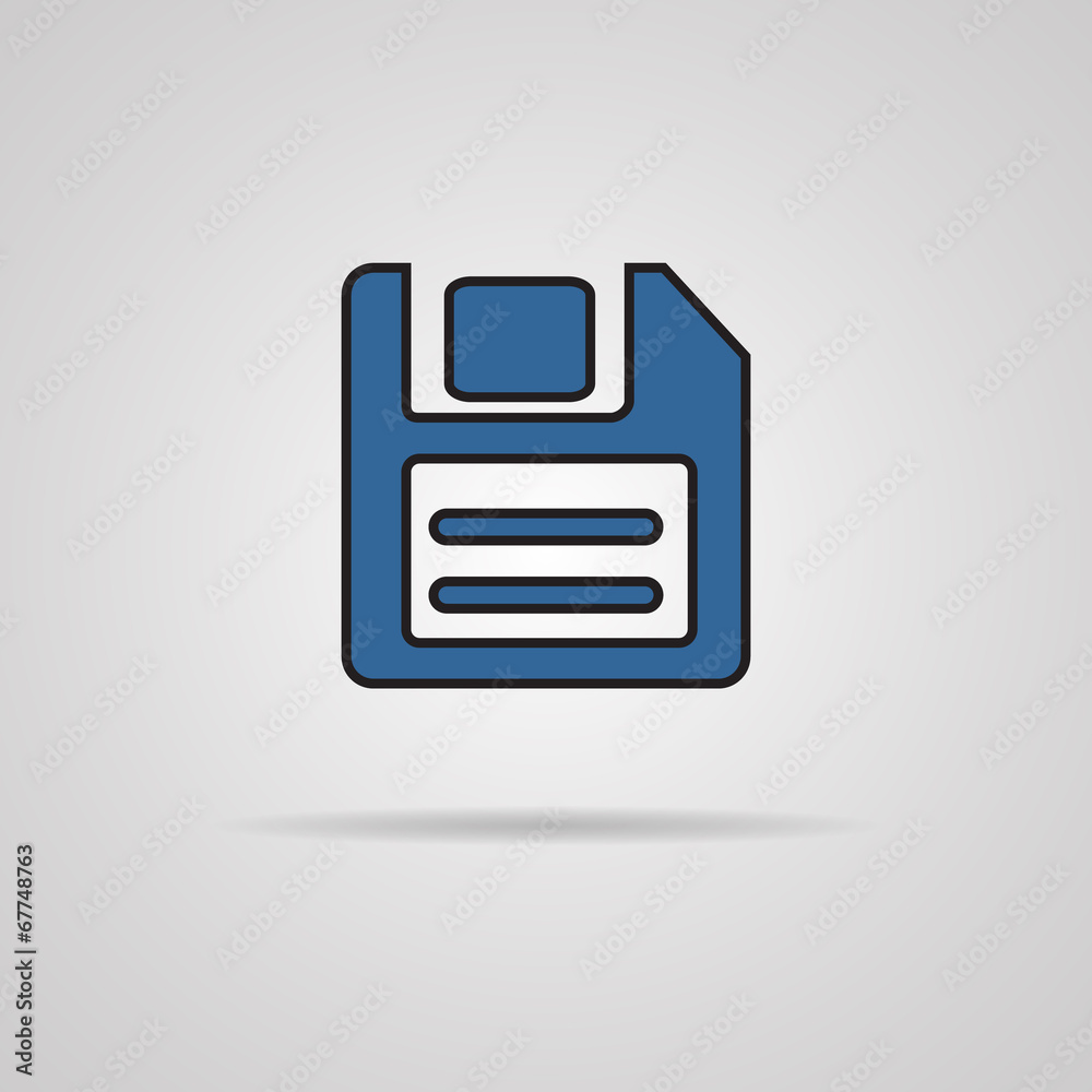 a blue vector icon with diskette inside a blue vector icon with diskette inside