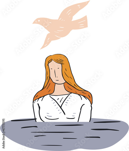 Illustration of  Woman Baptized in Water