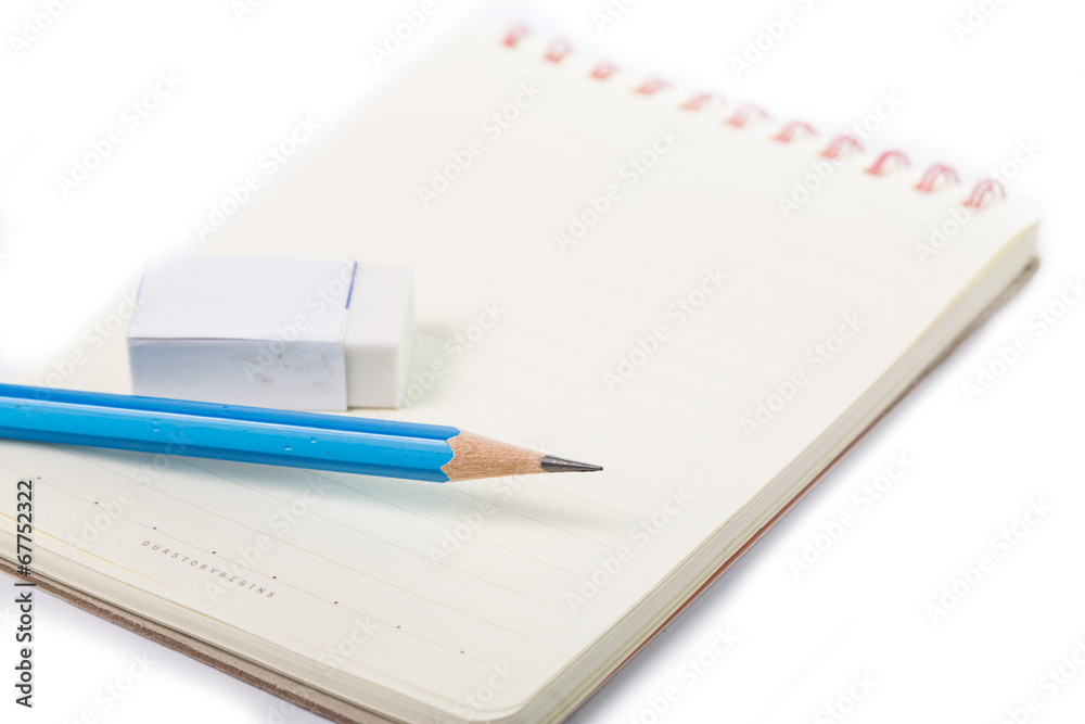 Note pad pencil and rubber Note pad pencil and rubber