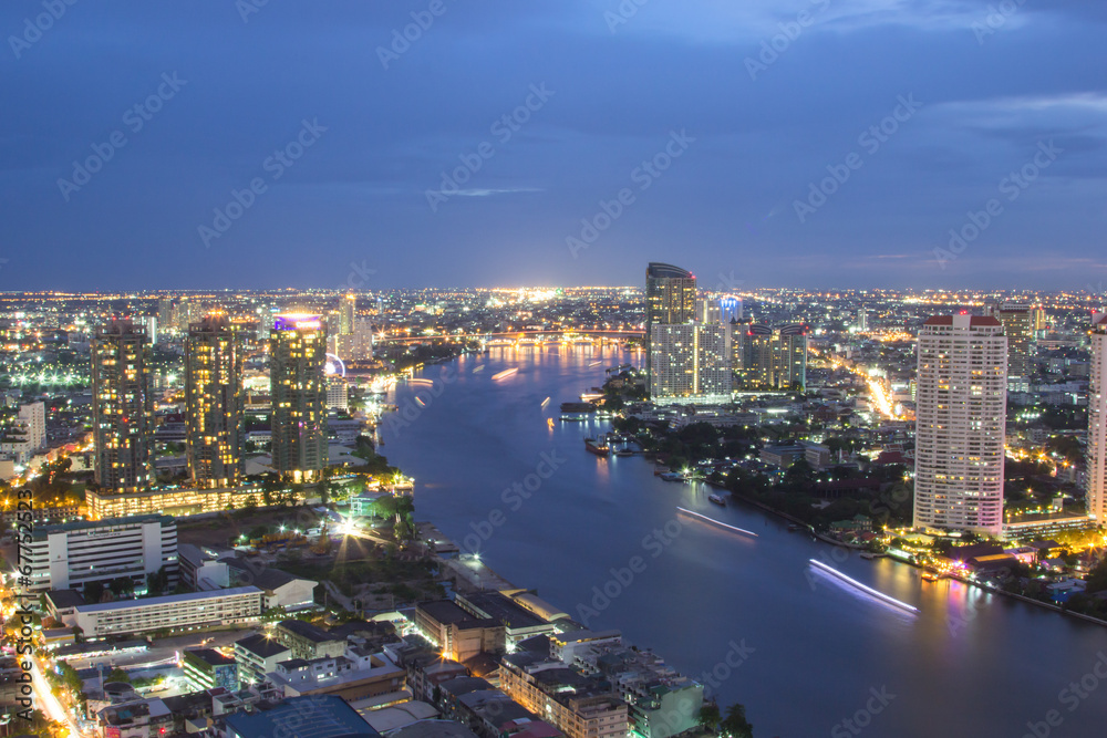 Fototapeta premium Panoramę Bangkoku Czas zmierzchu
