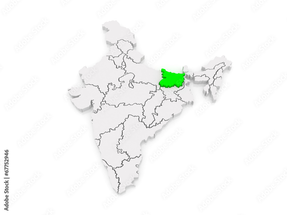 Bihar Map In India Map Of Bihar. India. Stock Illustration | Adobe Stock