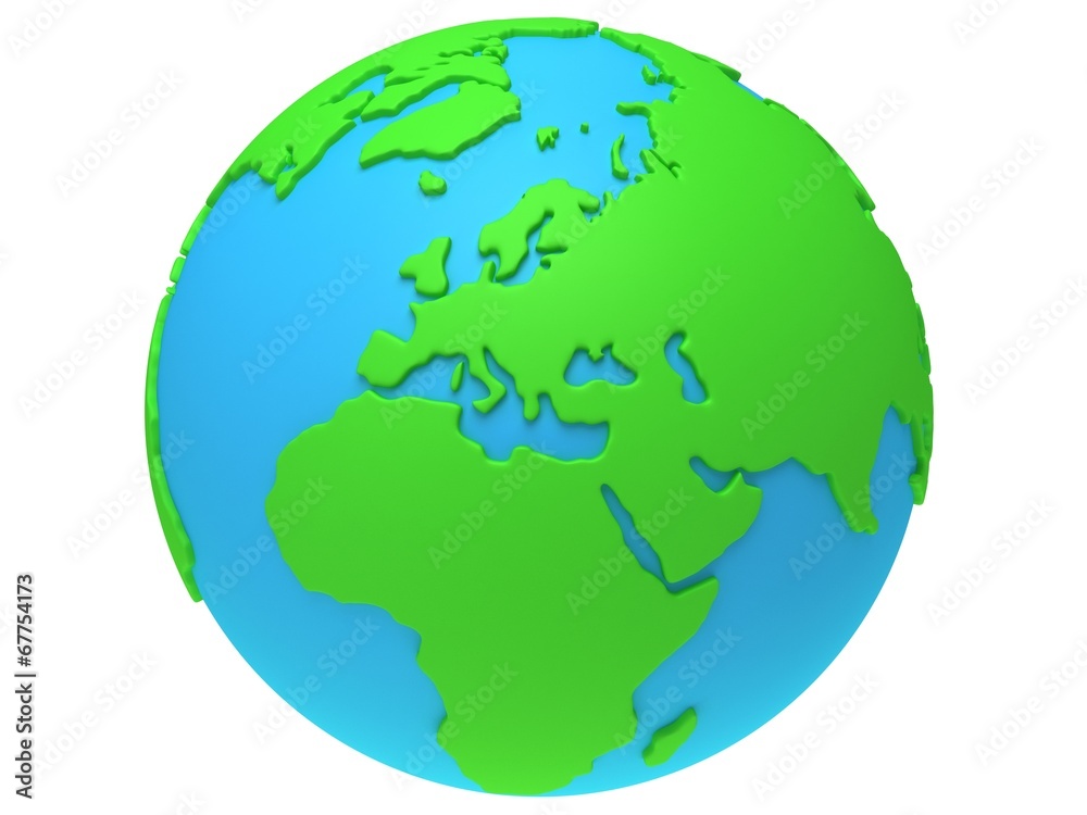 Earth planet globe. 3D render. Europe view.