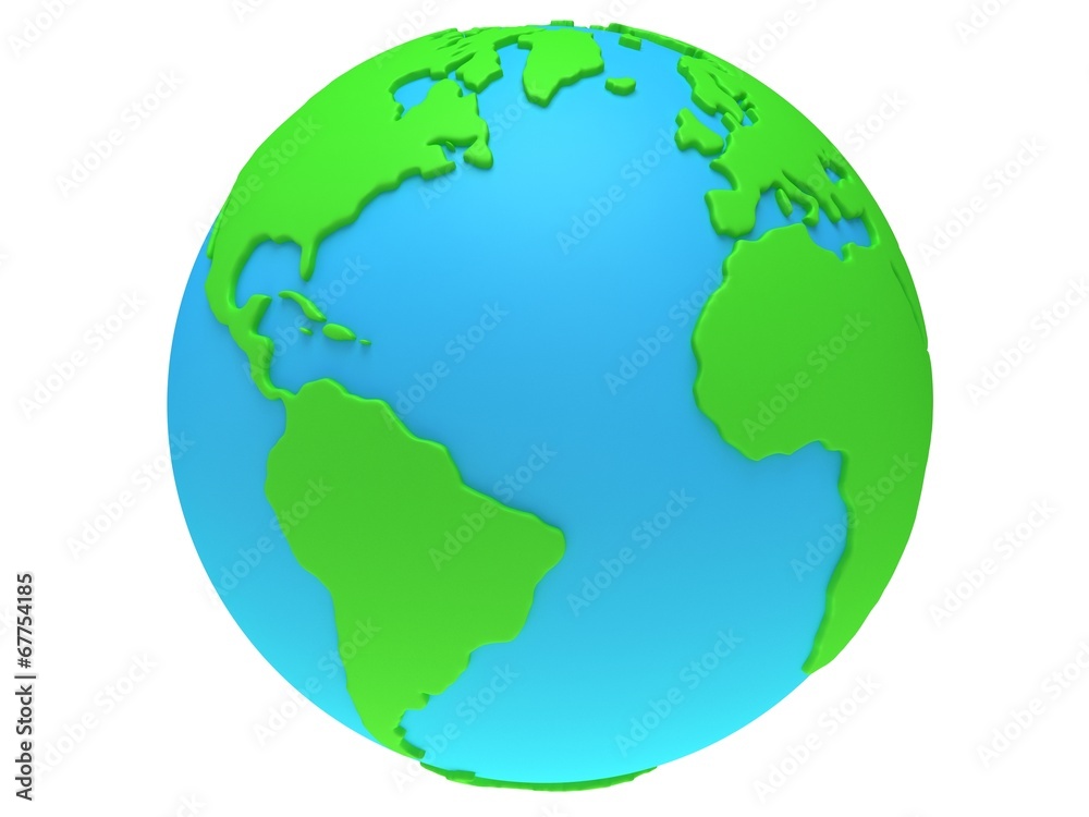 Earth planet globe. 3D render. America view.