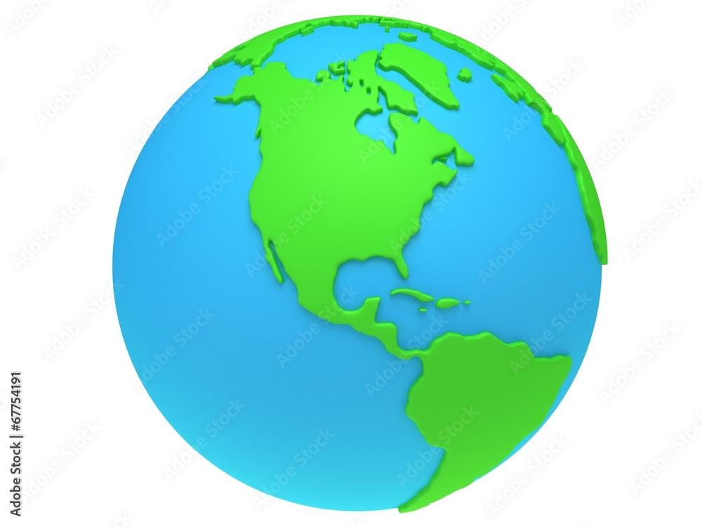 Earth planet globe. 3D render. America view.