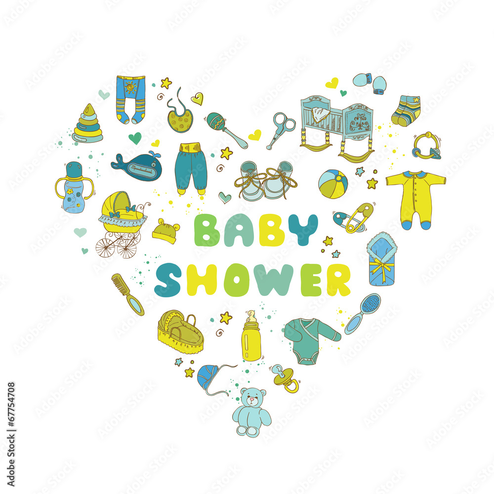 Fototapeta premium Baby Shower or Arrival Card - in vector