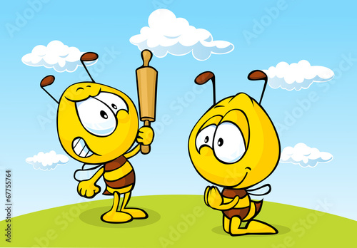 angry bee - funny illustration