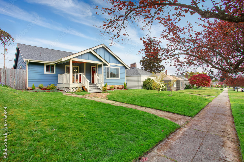 House exterior. View of entrance porch and walkway