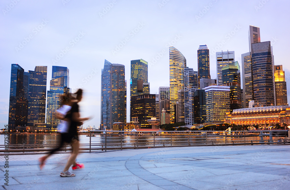 Naklejka premium People jogging in Singapore