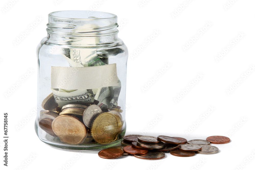 Money on the bottle,dollar,isolated white Money on the bottle,dollar,isolated white