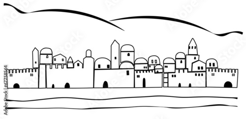 Middle East Town , Illustration photo