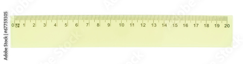 Yellow plastic centimeter ruler photo