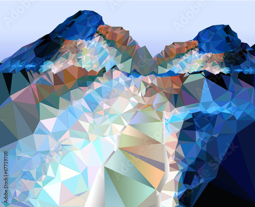 Background of polygons showing the way to the mountains