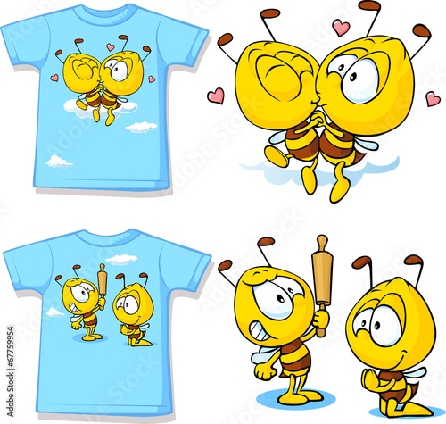 kid shirt with cute bees - isolated on white