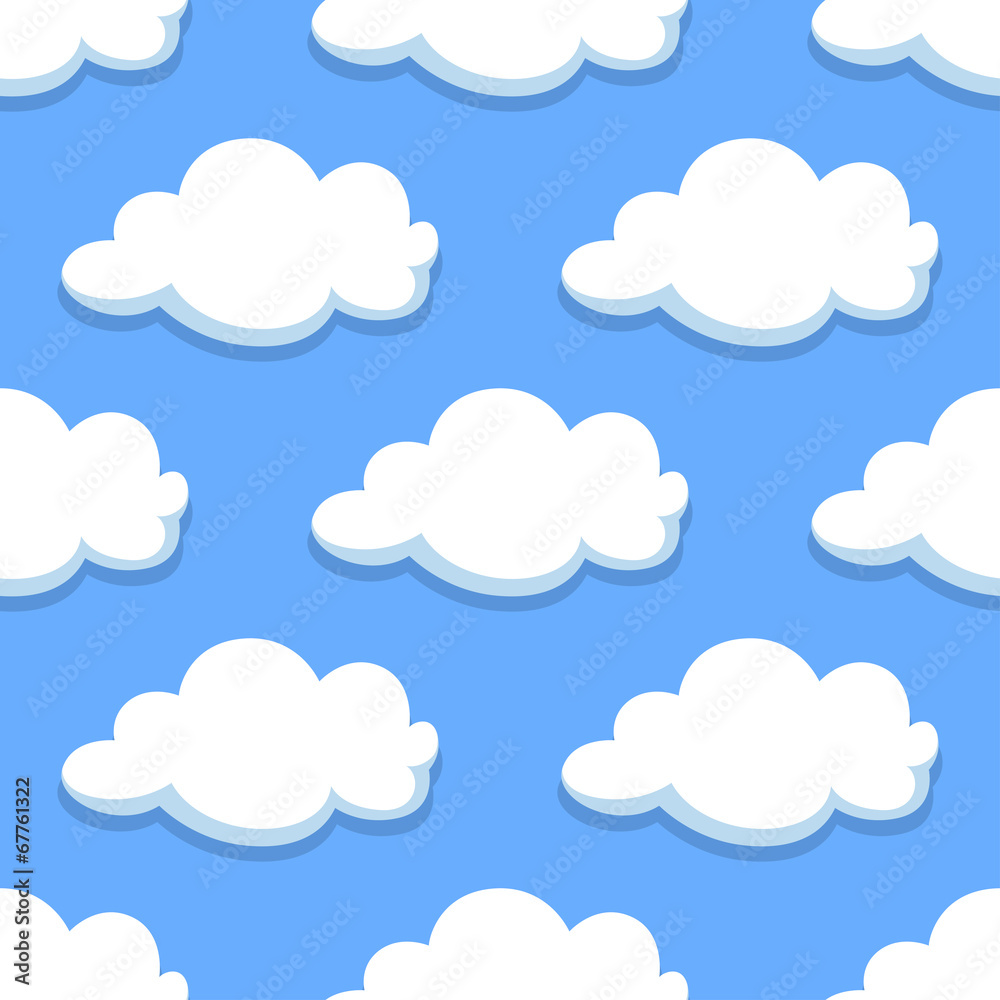 Sky seamless pattern with white clouds