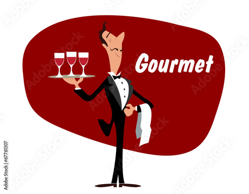 Elegant waiter with wineglasses