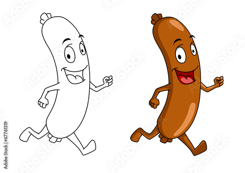Running cartoon sausage