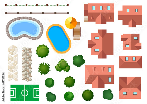 Landscape, garden and architectural elements