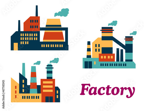 Flat factories icons