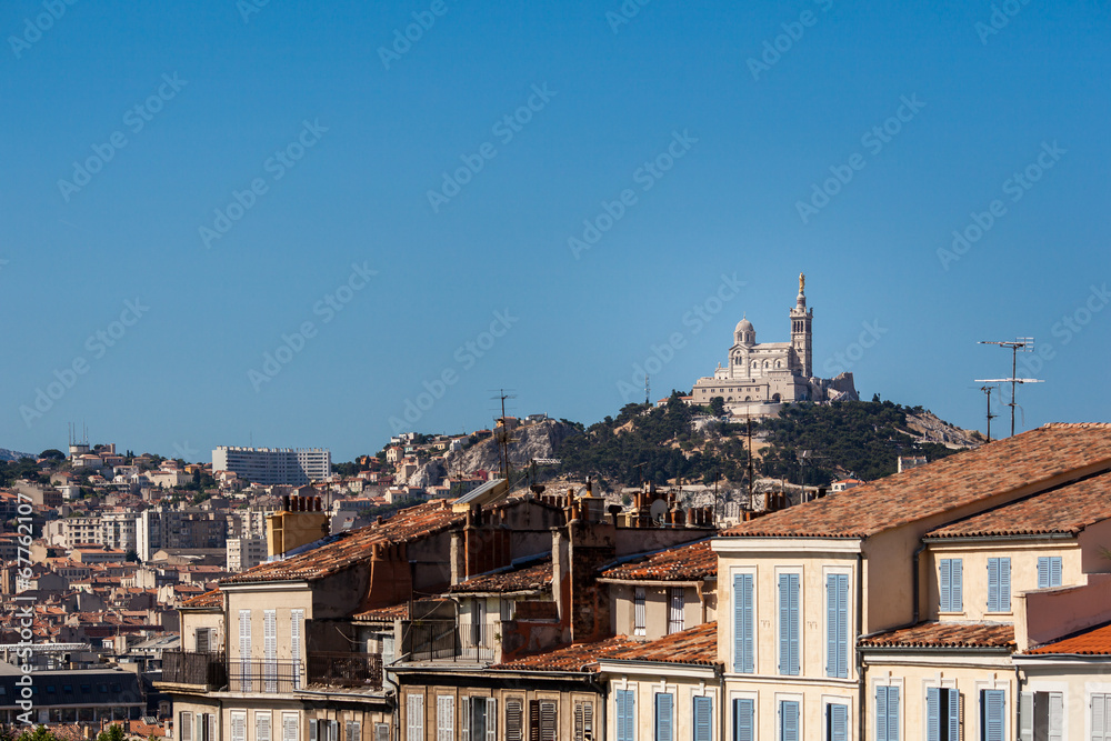 View of Marseille with Notre-Dame de la Garde basilica