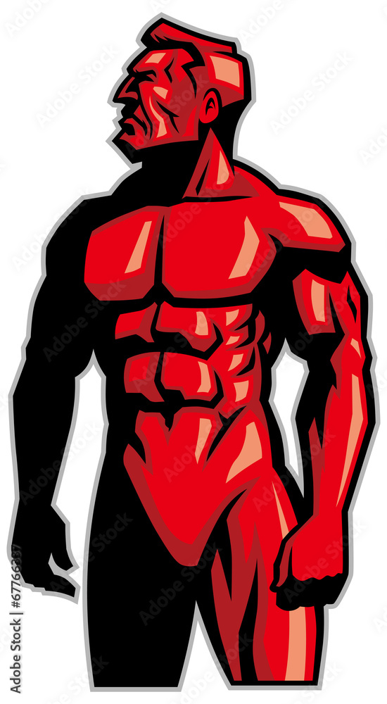 muscle man mascot standing