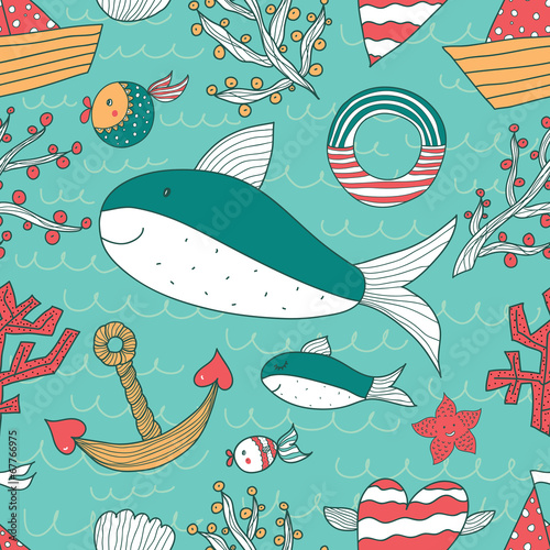 Colorful seamless pattern. Sea. photo