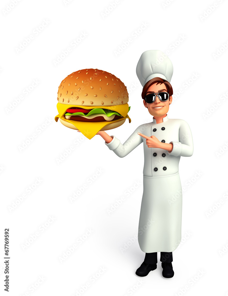 Young chef with burger