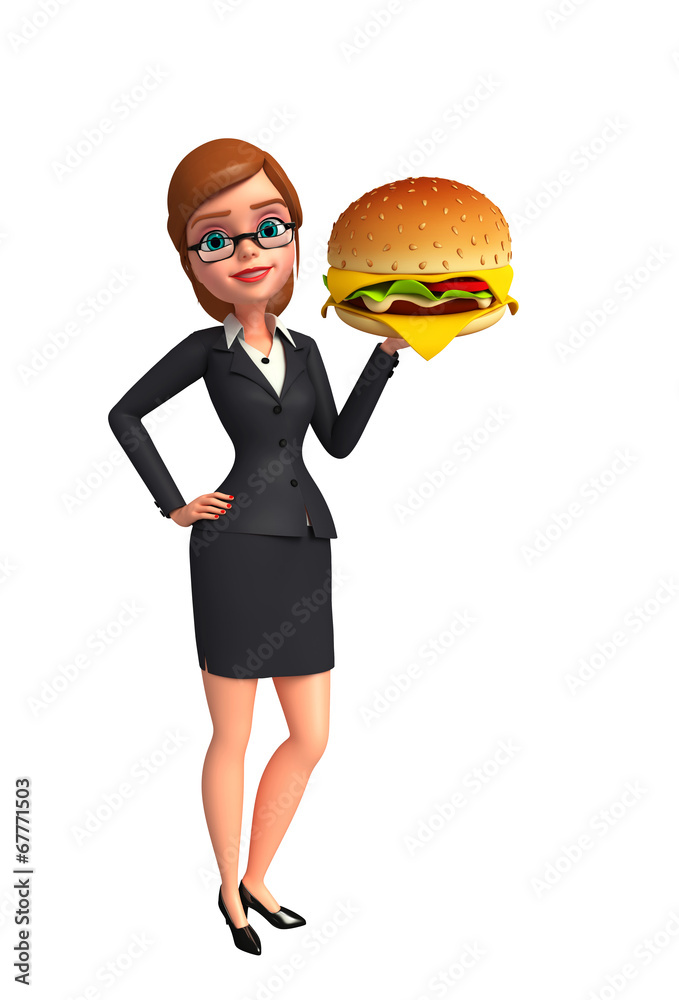 Young Business Woman with burger Young Business Woman with burger