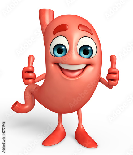 Cartoon Character of stomach with best sign