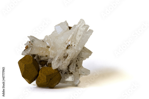 Wallpaper Mural Quartz crystals with pseudomorphous iron pyrites. 10cm high. Torontodigital.ca