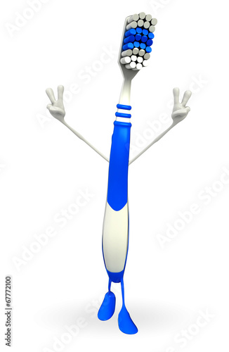 Toothbrush Character with Victory sign