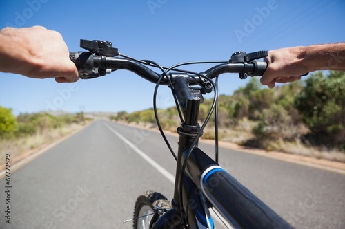 Cyclist hitting the open road