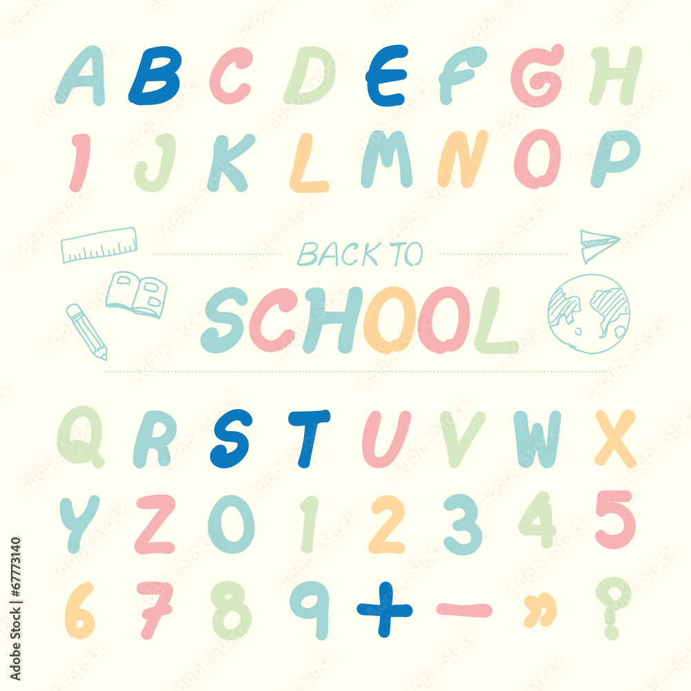 Vector illustration alphabet sketched style ,back to school.