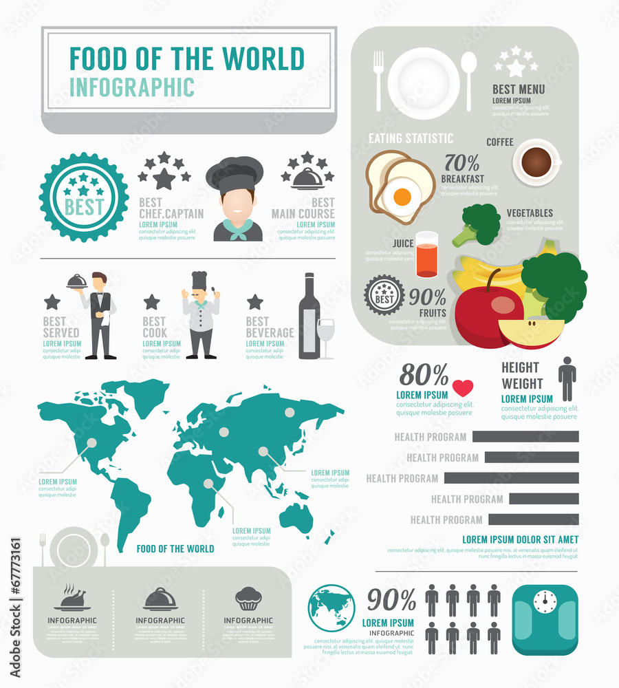Infographic business of foods template design . concept vector. - obrazy, fototapety, plakaty 